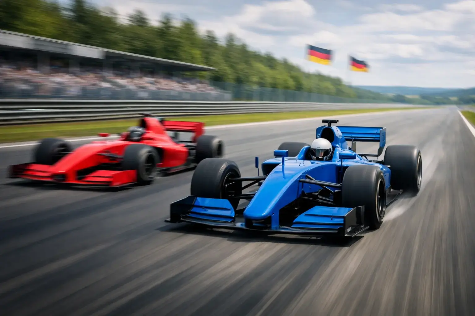 F1-Bolide überholt Konkurrenten auf langer Gerade