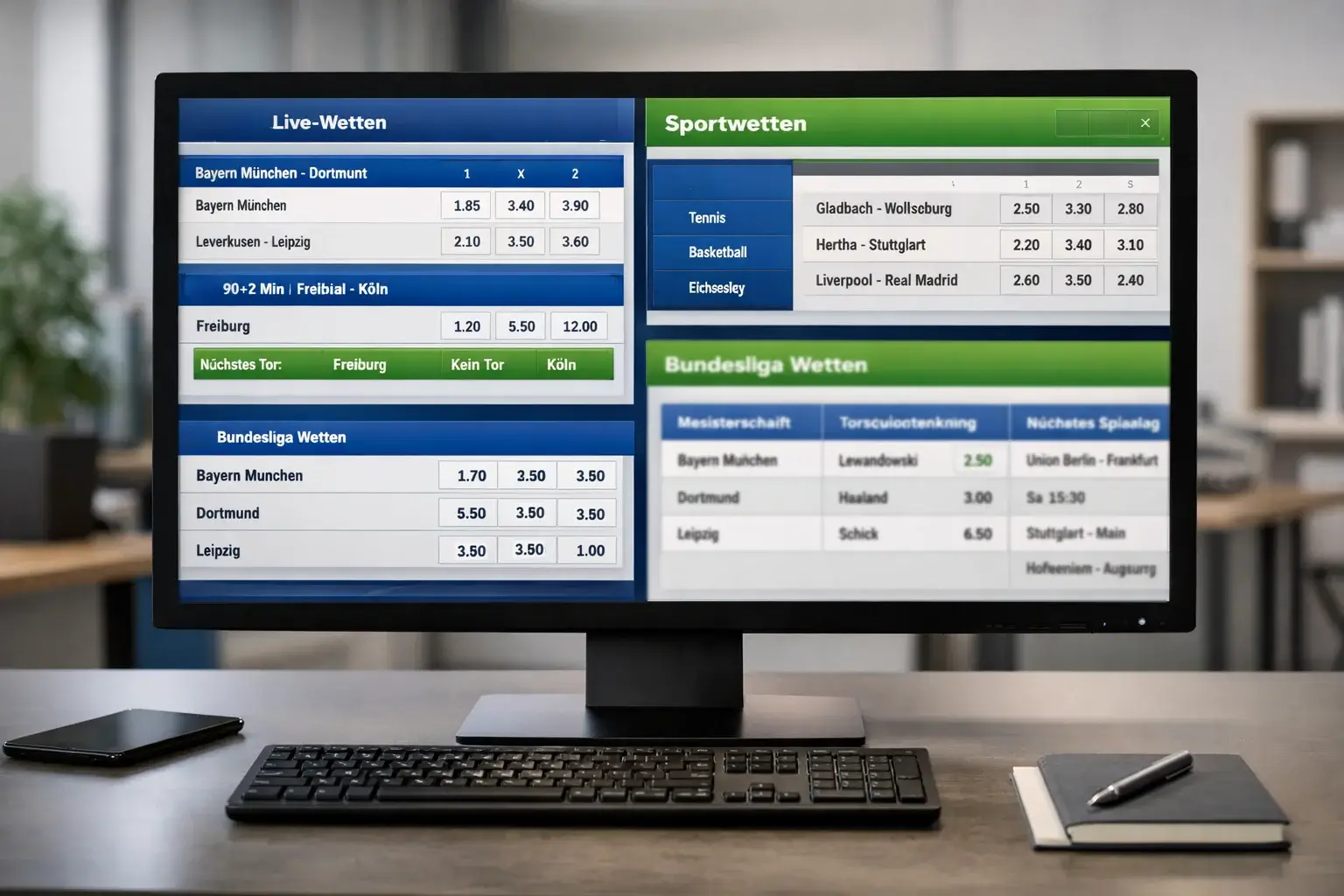 Übersicht verschiedener Online-Wettplattformen auf einem Bildschirm