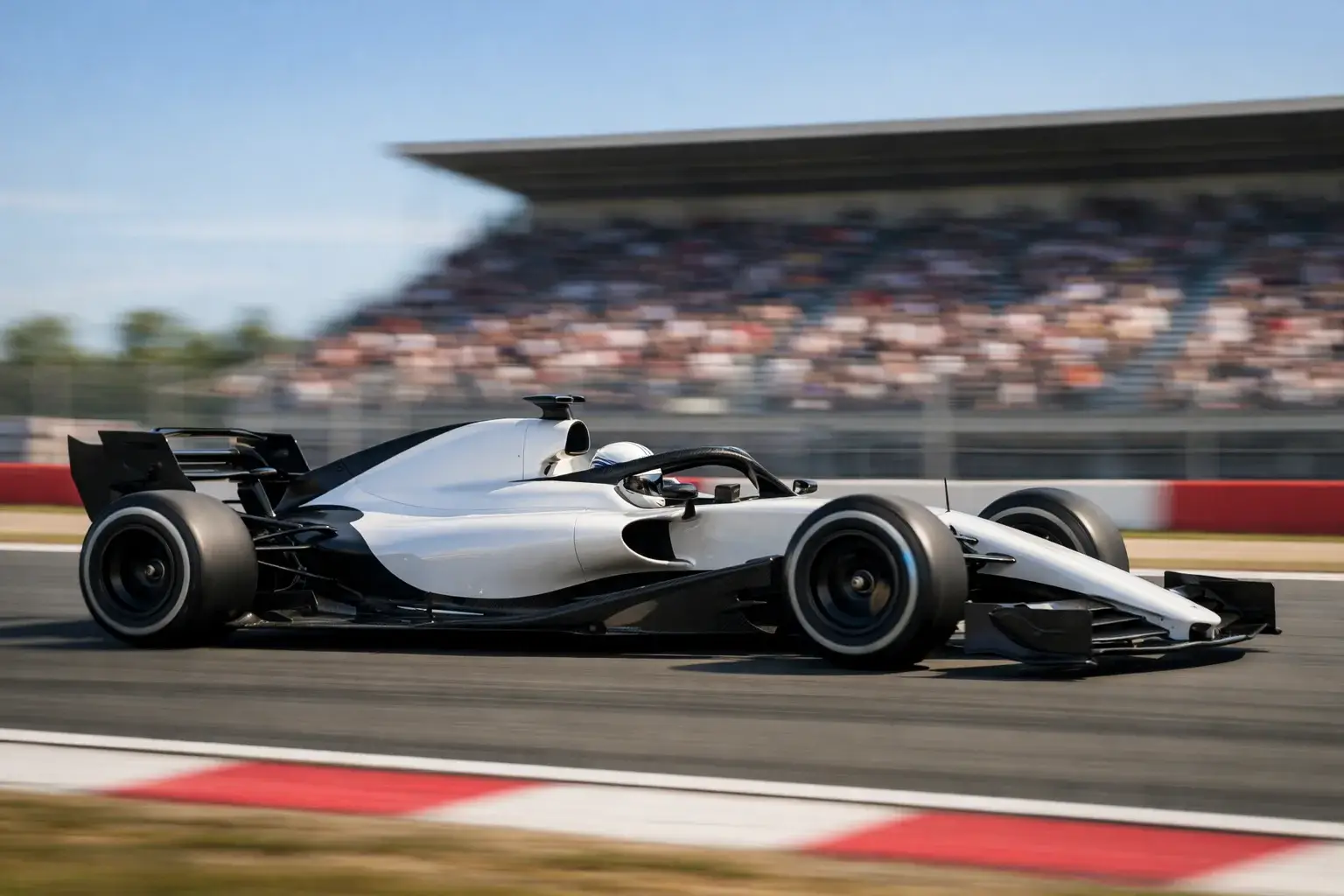 Formel-1-Rennwagen auf der Strecke bei einem Grand Prix